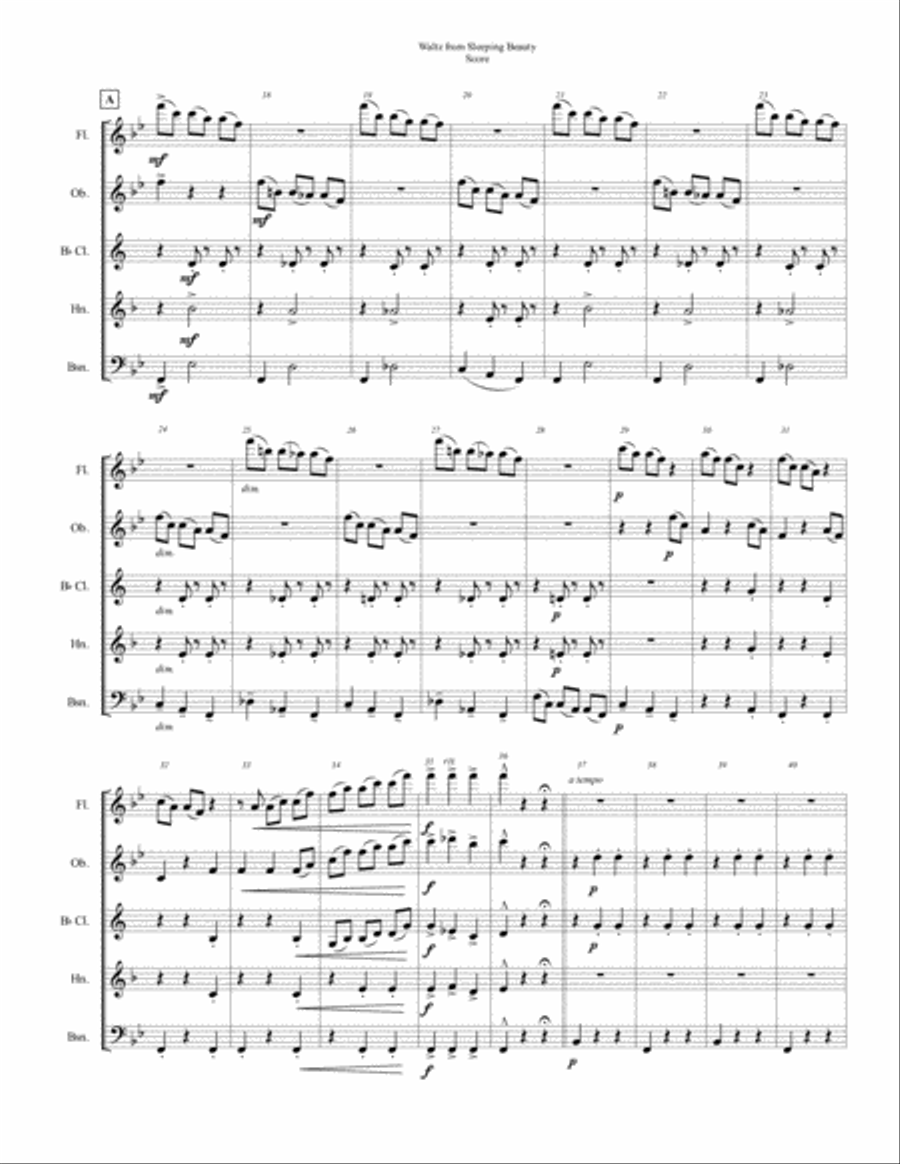 Waltz from Sleeping Beauty (for woodwind quintet) Woodwind Quintet scores gallery preview page 2
