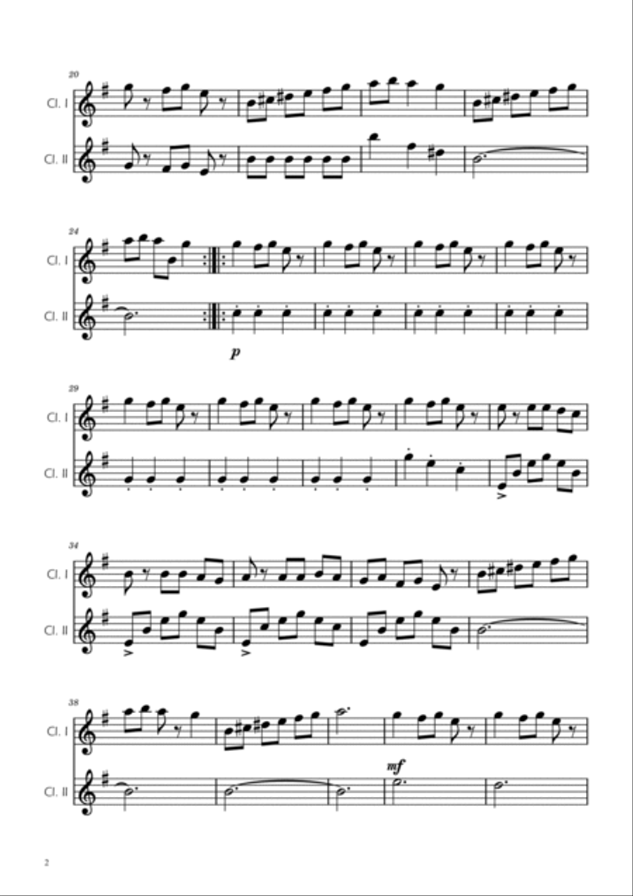 Carol of the Bells - Clarinet Duet Clarinet Duet scores gallery preview page 2
