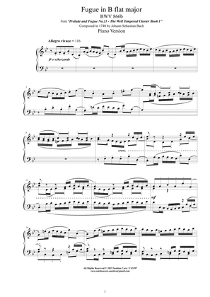 Bach - Fugue in B flat major BWV 866b - Piano version