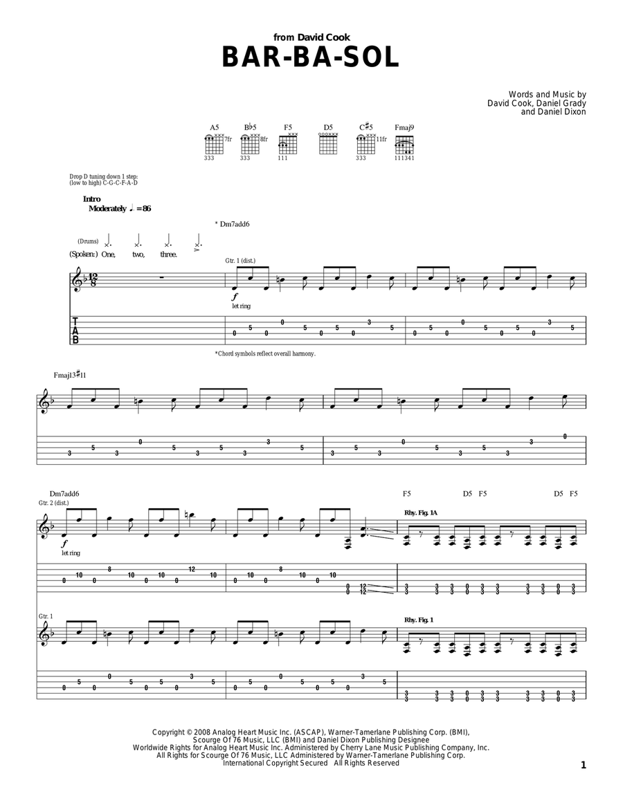 Bar-Ba-Sol Acoustic Guitar scores gallery preview page 1