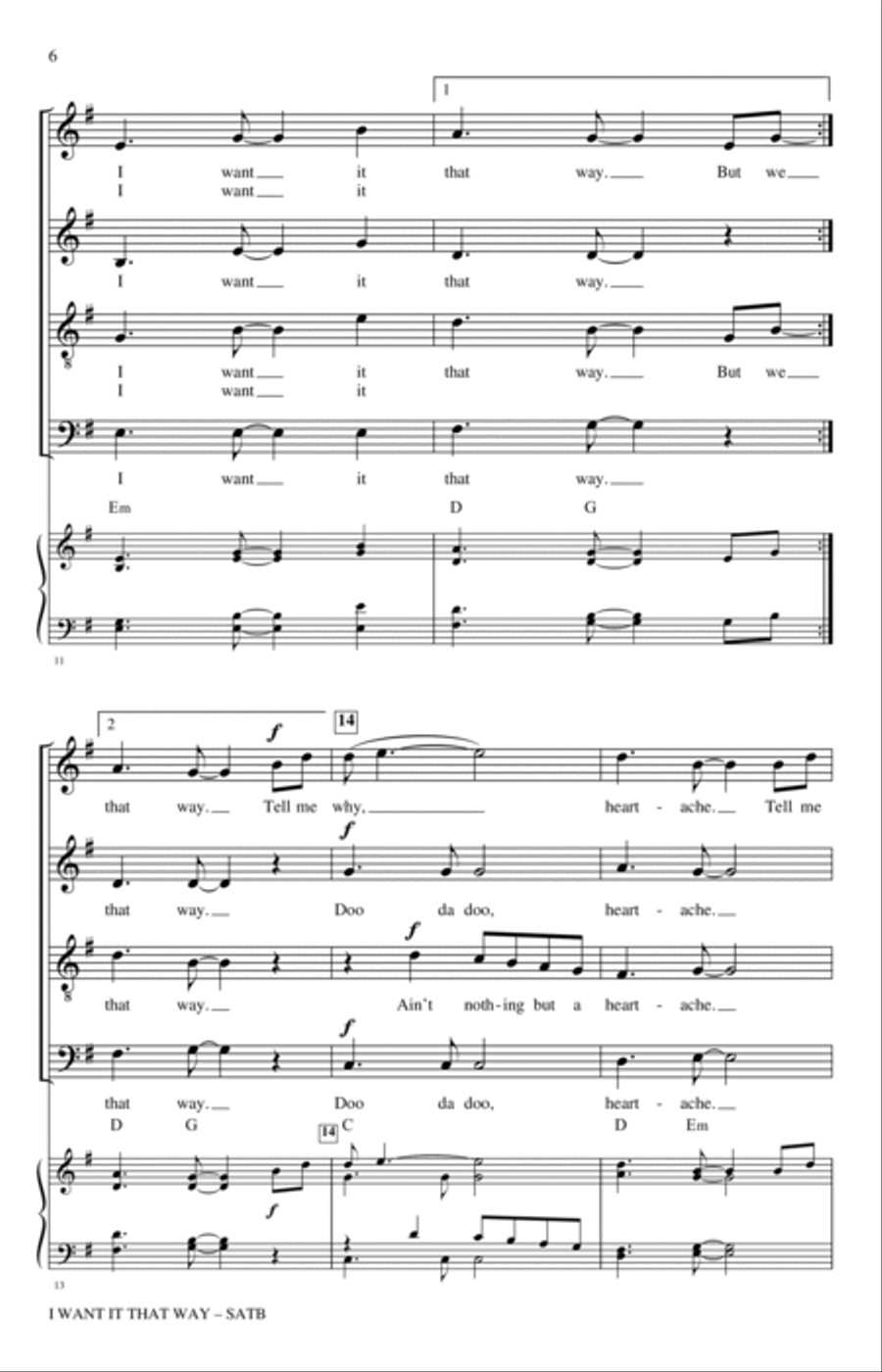 I Want It That Way (arr. Nathan Howe) 4-Part scores gallery preview page 4