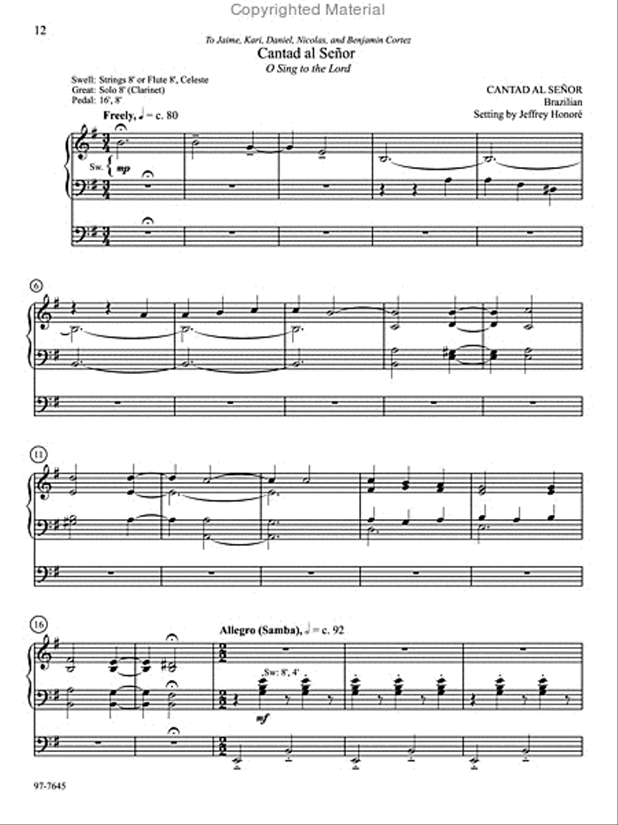 Un cantico nuevo: Organ Preludes for Spanish-Language Hymns in Lutheran Service Book Organ scores gallery preview page 4