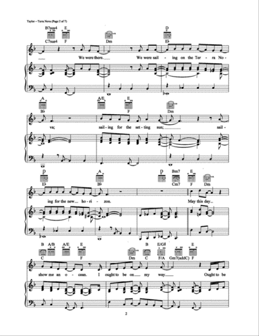 Terra Nova Piano, Vocal, Guitar scores gallery preview page 2