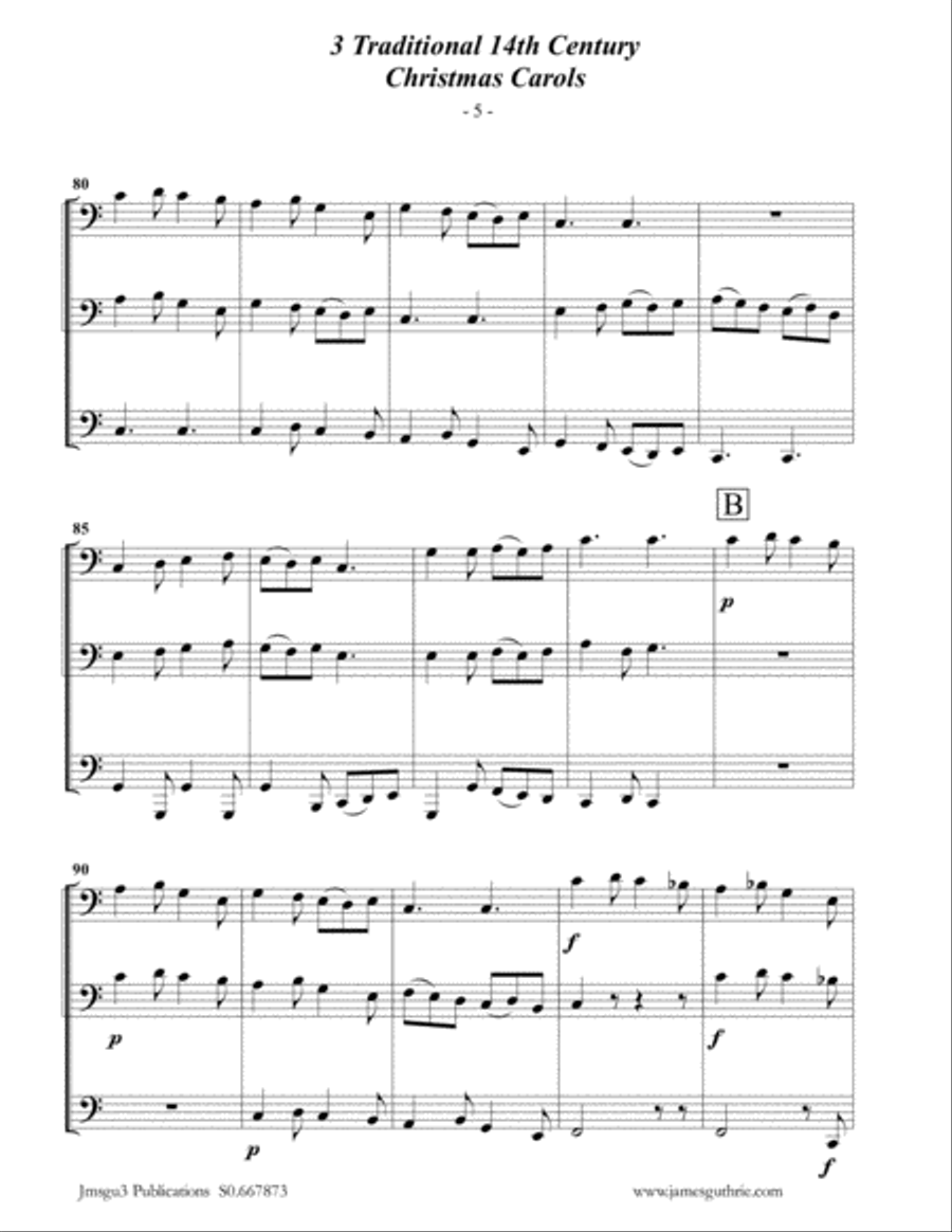 3 Traditional 14th Century Christmas Carols for Euphonium Duo & Tuba Brass Duet scores gallery preview page 5