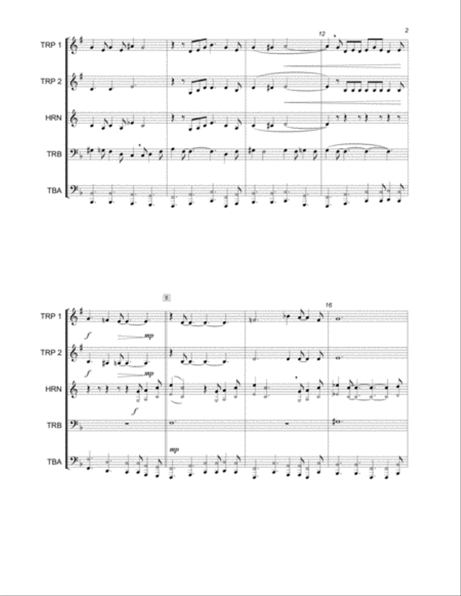 Walkin' After Midnight Brass Quintet scores gallery preview page 3