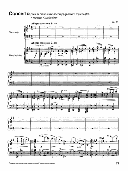 Concerto in E Minor Op. 11 - Version with Second Piano