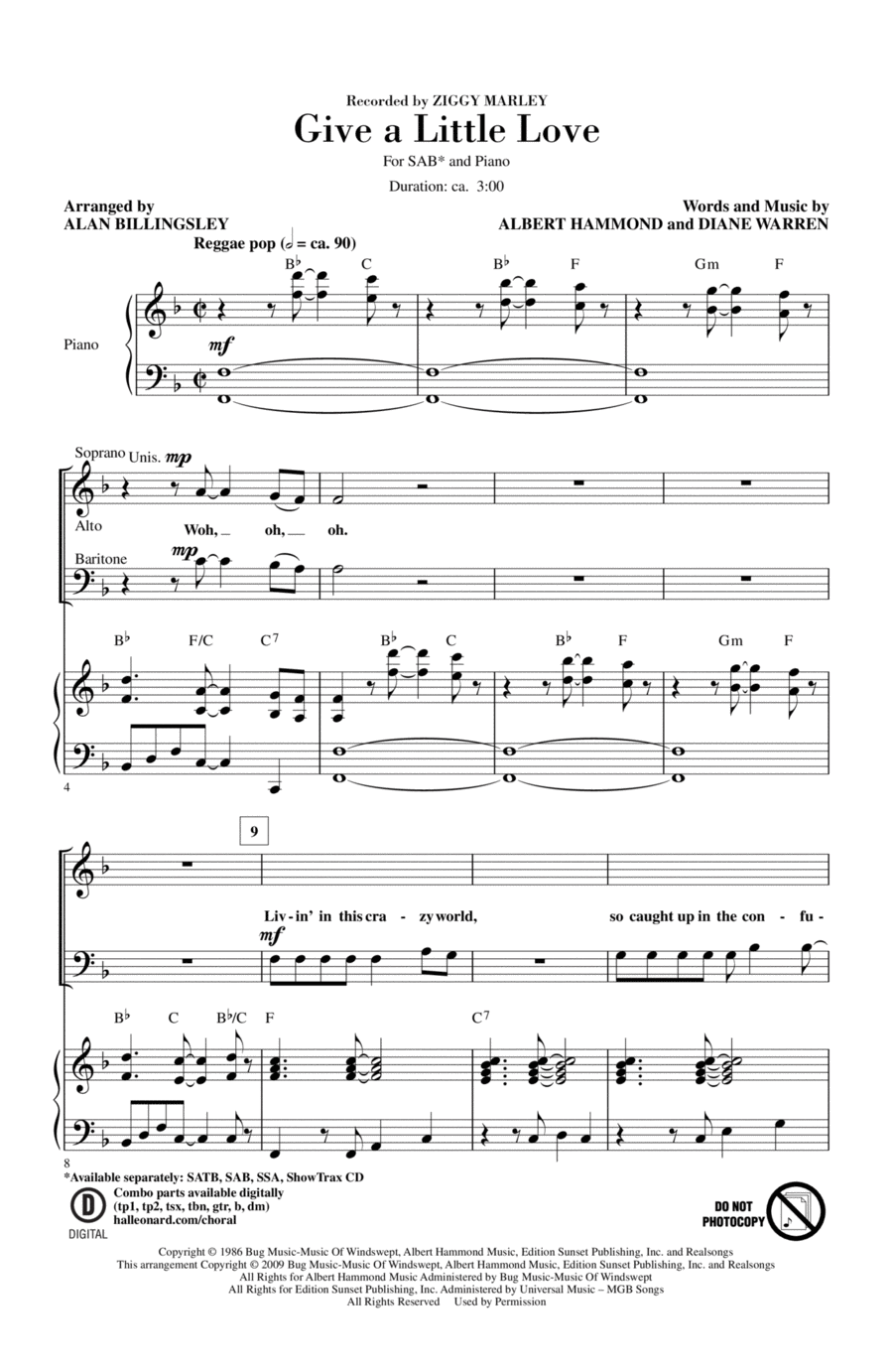 Give A Little Love (arr. Alan Billingsley)