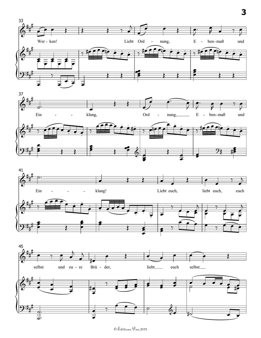 Die ihr des unermeβlichen weltalls, by Mozart, K.V.619, in A Major Piano, Vocal scores gallery preview page 5