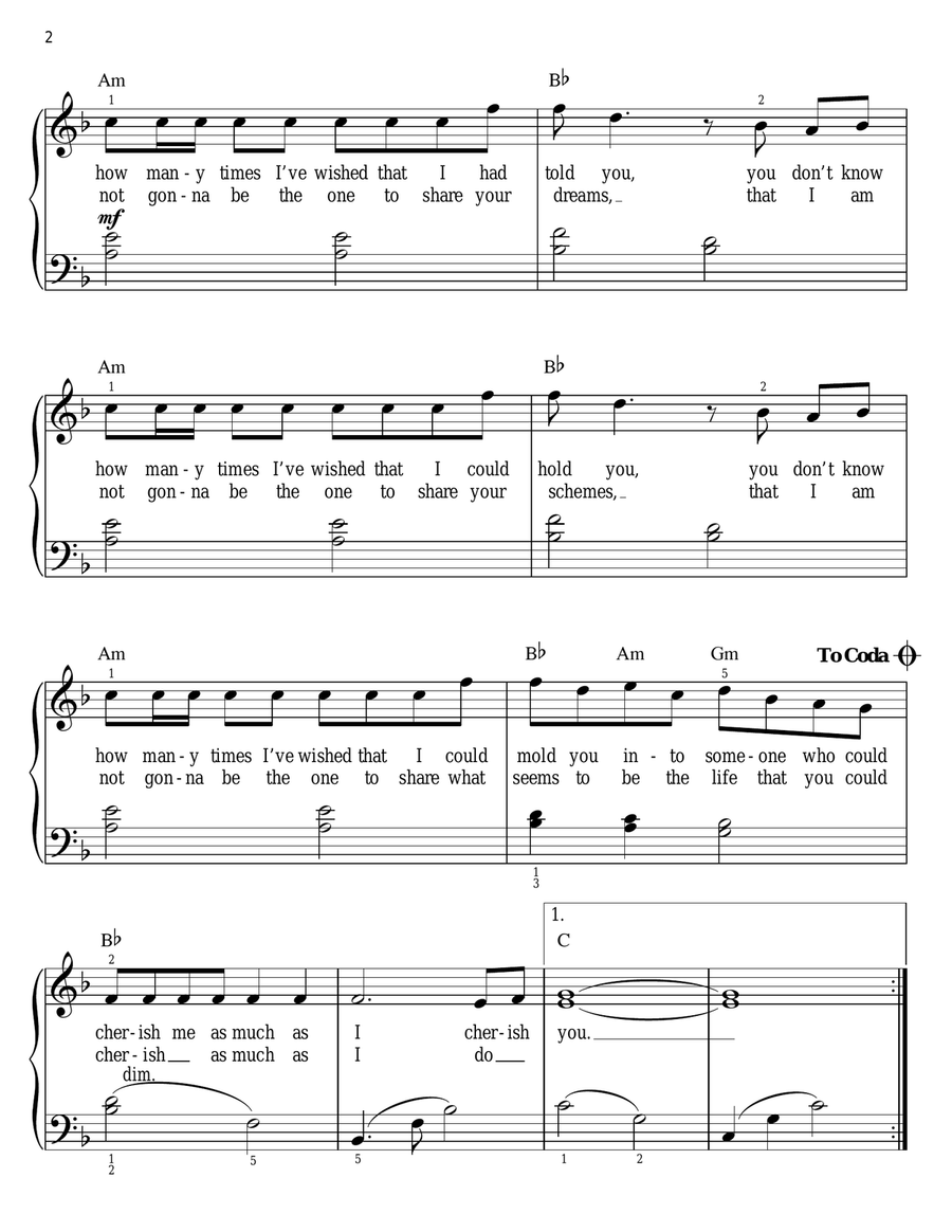 Cherish (arr. Phillip Keveren) Easy Piano scores gallery preview page 2