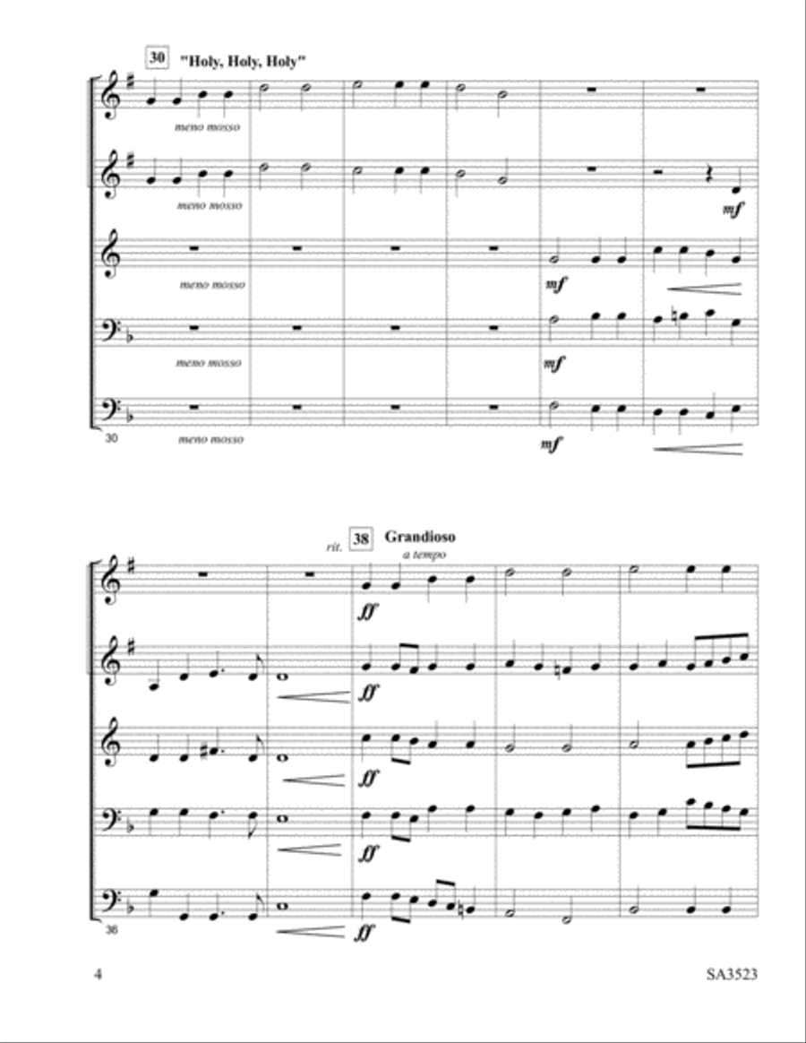 Eternal Father Medley Brass Quintet scores gallery preview page 4