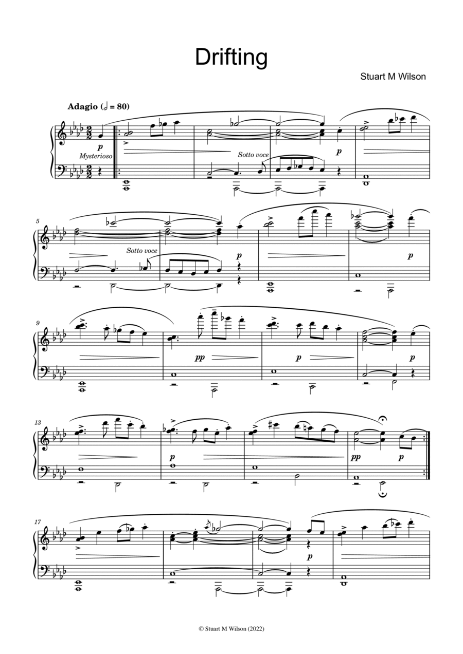 Drifting Piano Solo scores gallery preview page 1