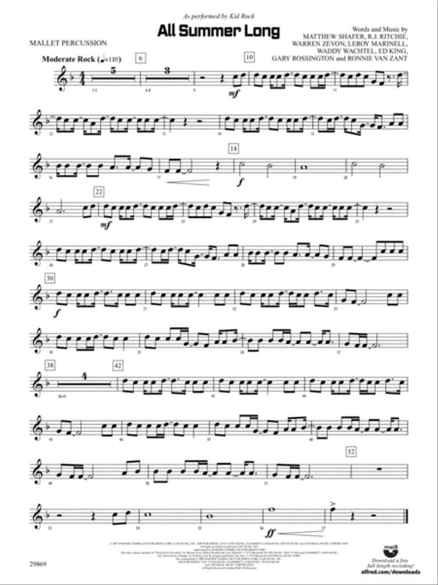 All Summer Long: Mallets All Summer Long: Mallets Concert Band scores gallery preview page 1