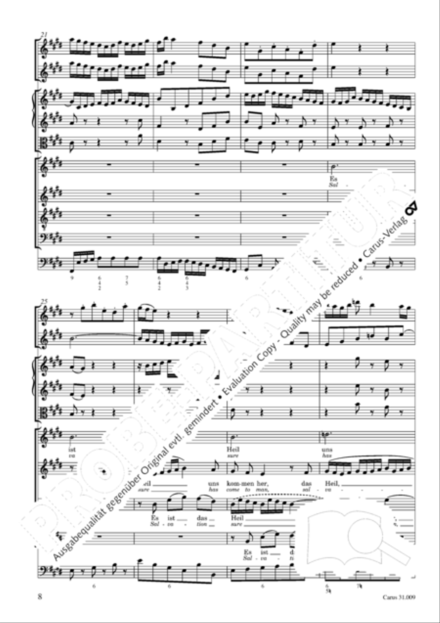 Salvation sure has come to man (Es ist das Heil uns kommen her) 4-Part scores gallery preview page 9