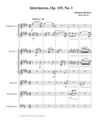 Intermezzo, Op. 119, No. 1 (Saxophone Septet + Contrabassoon)