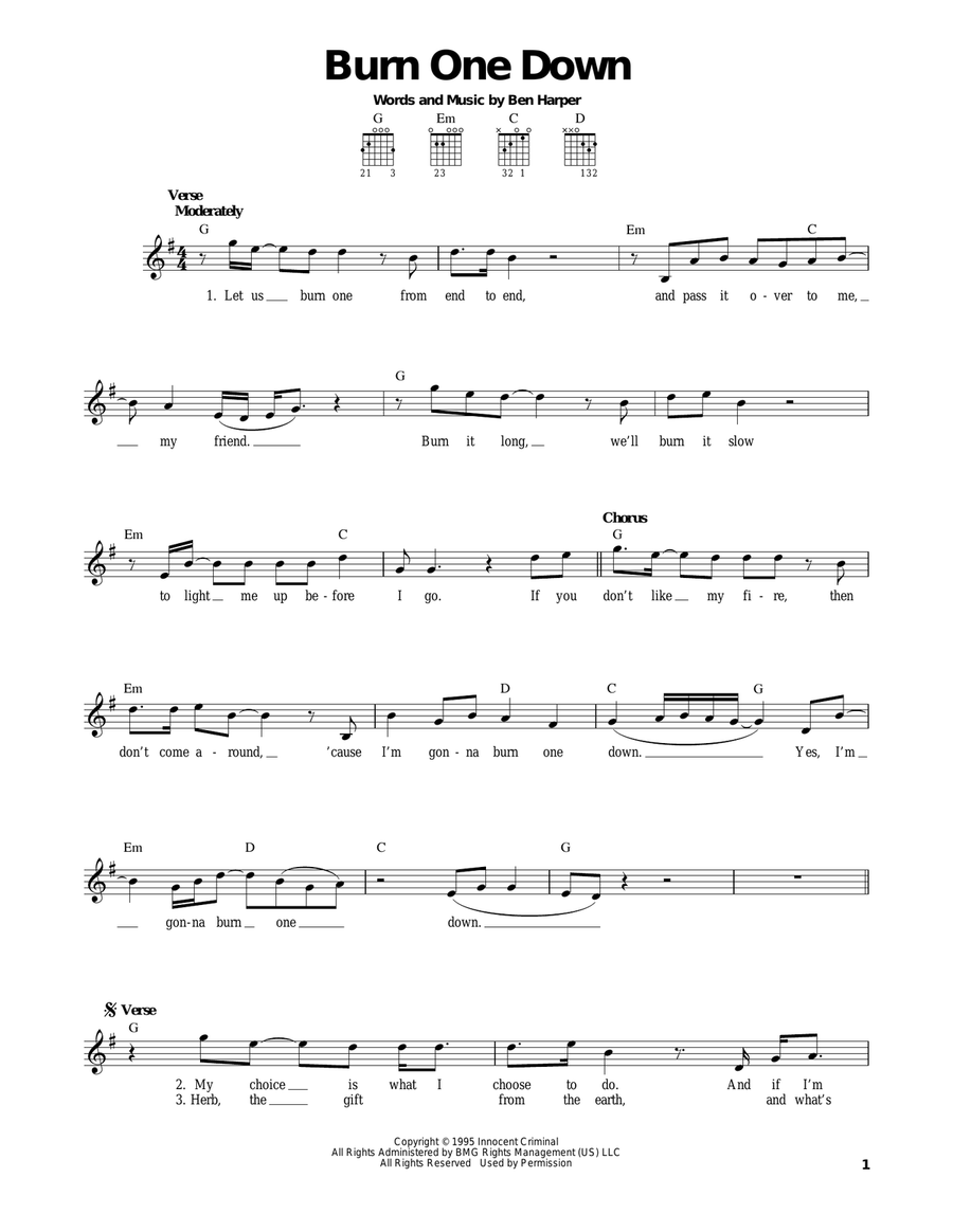Burn One Down Acoustic Guitar scores gallery preview page 1