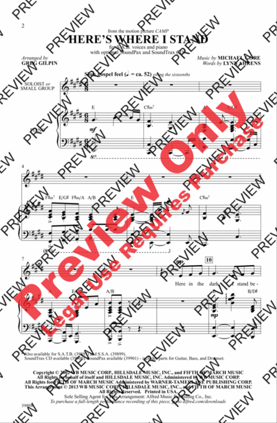 Here's Where I Stand 3-Part scores gallery preview page 2