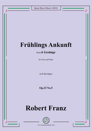 Book cover for Franz-Fruhlings Ankunft,in D flat Major,Op.23 No.5,,for Voice and Piano