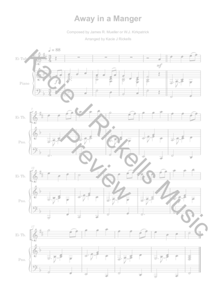 Away in a Manger - E♭ Tuba (Treble Clef) and Piano image number null