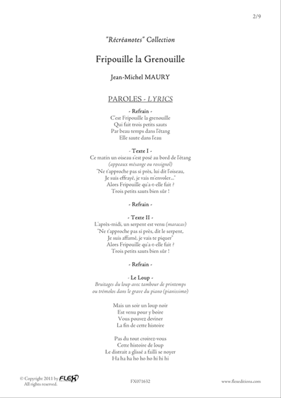 Fripouille la Grenouille Fripouille la Grenouille Children's Choir scores gallery preview page 2