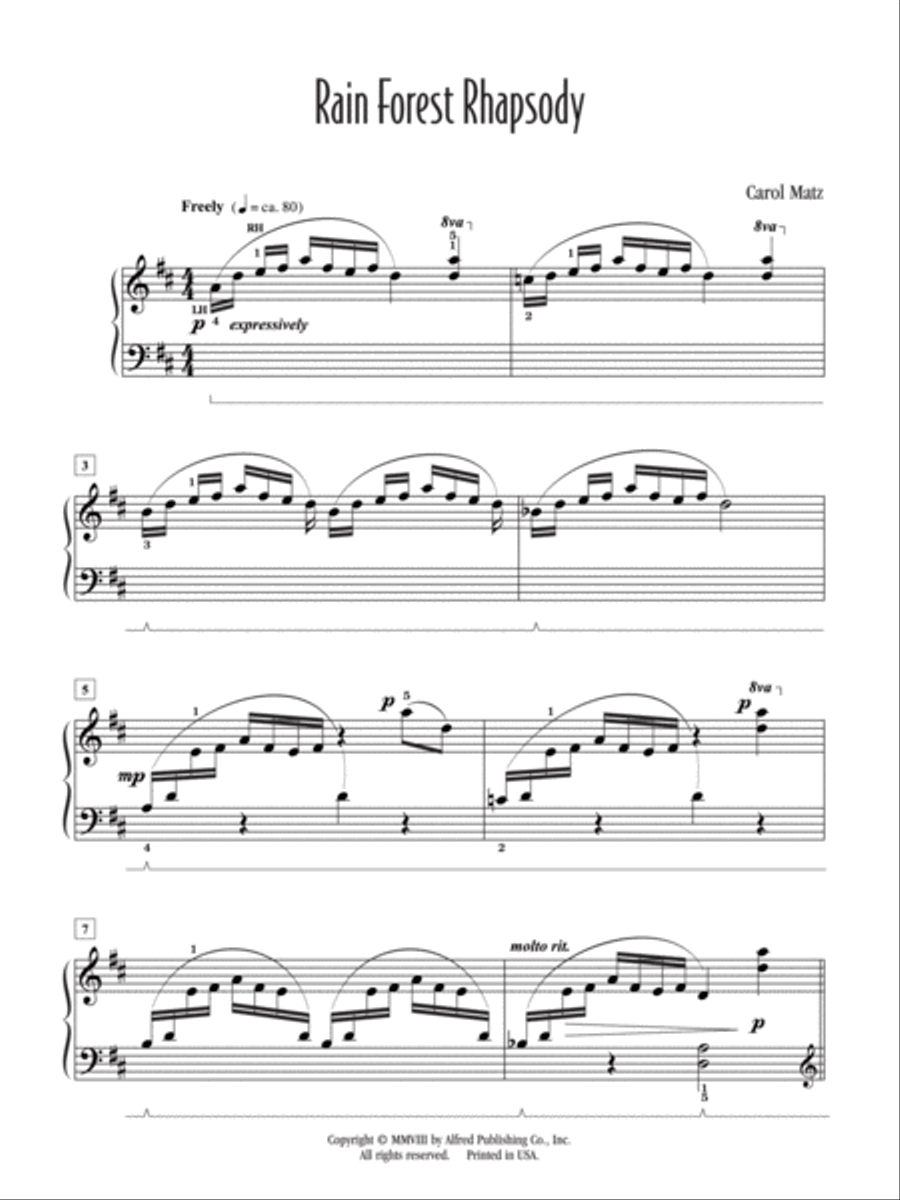 Rain Forest Rhapsody Piano Solo scores gallery preview page 2