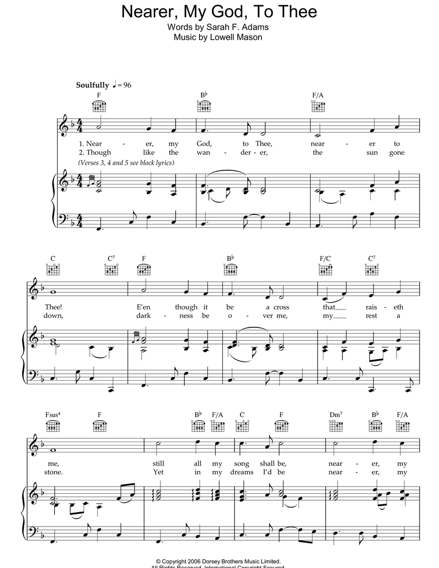 Nearer My God To Thee Nearer My God To Thee Piano, Vocal, Guitar scores gallery preview page 1