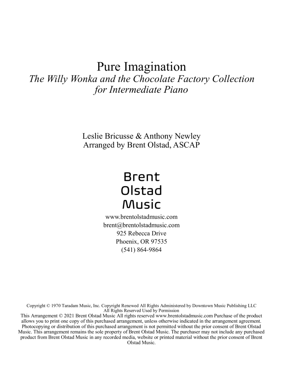 Pure Imagination Piano Solo scores gallery preview page 1