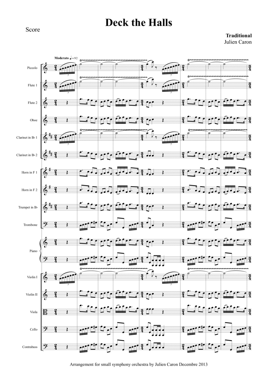 Deck the Halls Chamber Orchestra scores gallery preview page 1