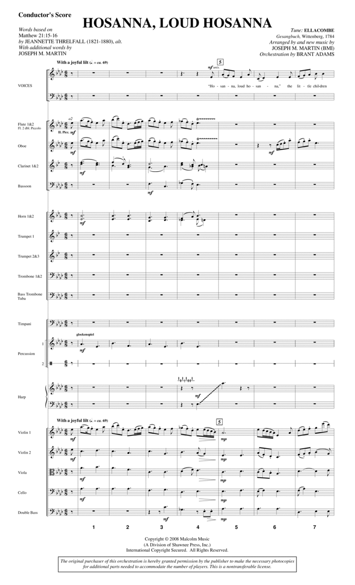 Hosanna, Loud Hosanna (from "Covenant Of Grace") - Score