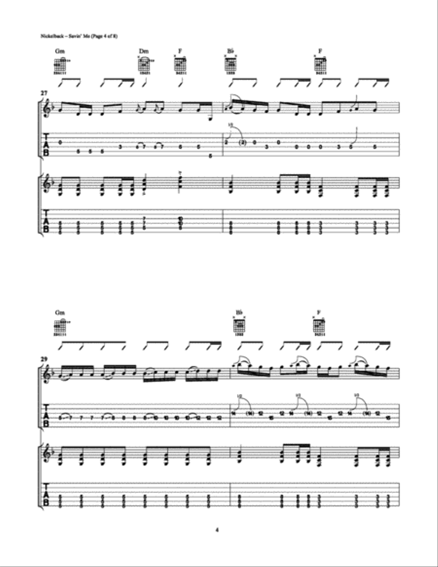 Savin' Me Savin' Me Electric Guitar scores gallery preview page 4
