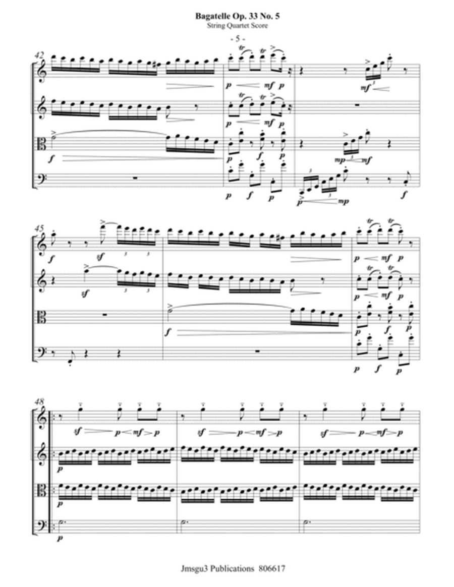 Beethoven: Bagatelle Op. 33 No. 5 for String Quartet image number null