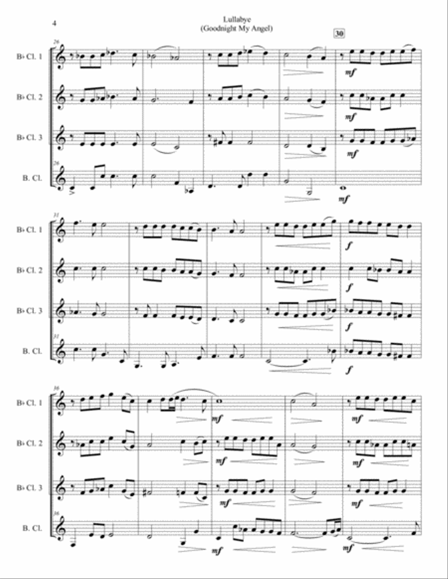 Lullabye (Goodnight, My Angel) Woodwind Quartet scores gallery preview page 4