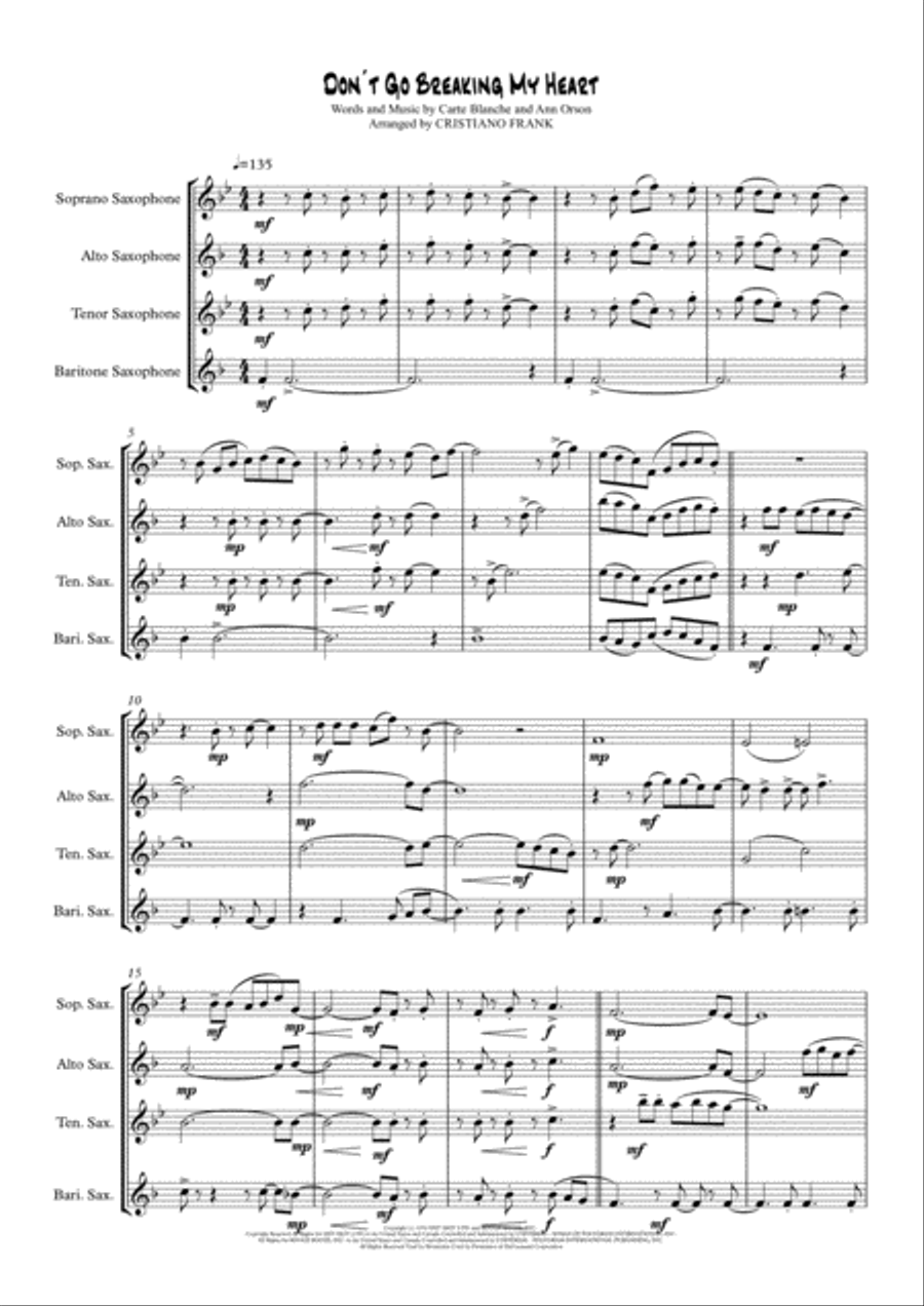 Don't Go Breaking My Heart Small Ensemble scores gallery preview page 2