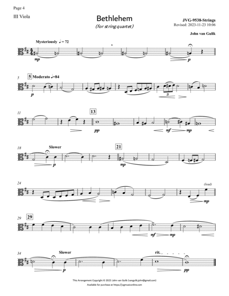 20 Advanced Christmas String Quartets - Part III Viola