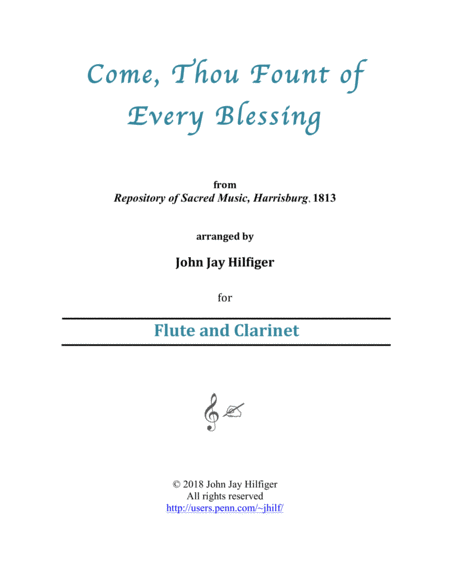 Come, Thou Fount of Every Blessing for Flute and Clarinet image number null