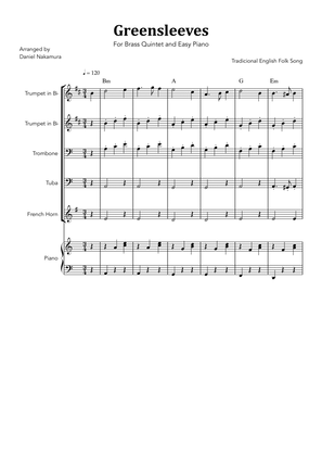 Greensleeves (For Brass Quintet and Easy Piano)