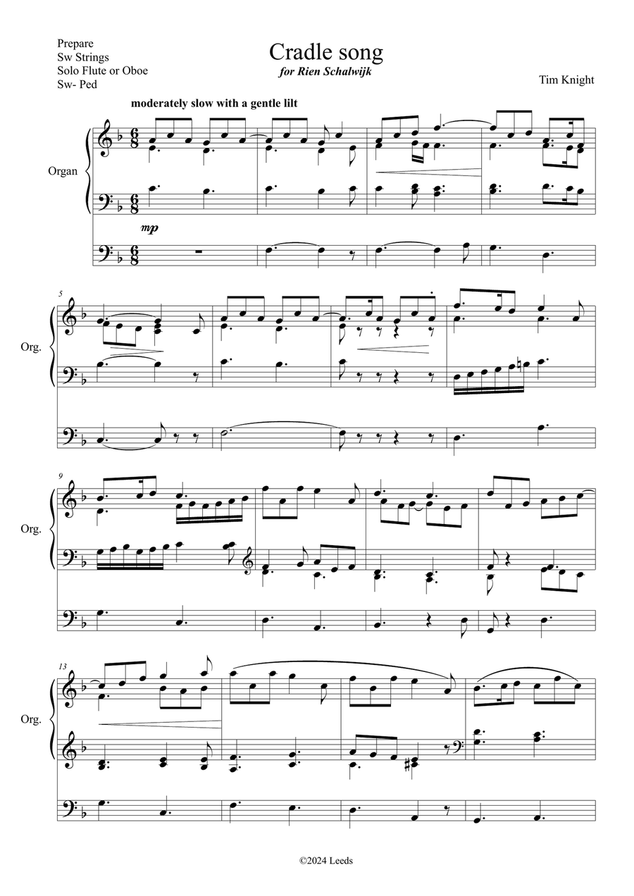 Cradle song Cradle song Organ Solo scores gallery preview page 1