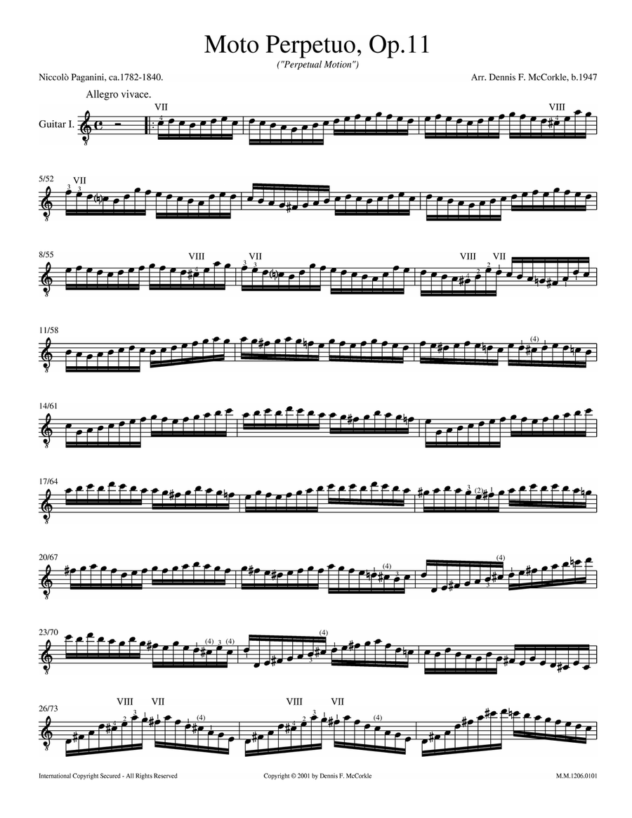 Moto Perpetuo, Op.11 (Perpetual Motion) Classical Guitar scores gallery preview page 1