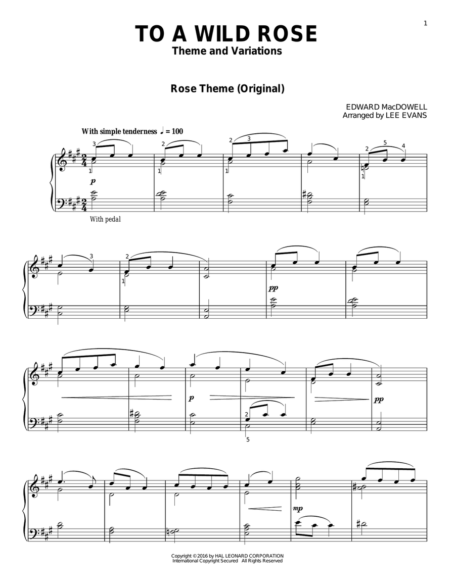 To A Wild Rose Piano Solo scores gallery preview page 1