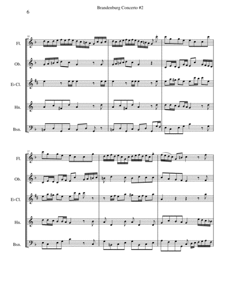 Bach Brandenburg Concerto #2 - 1st Movement for Woodwind Quintet image number null