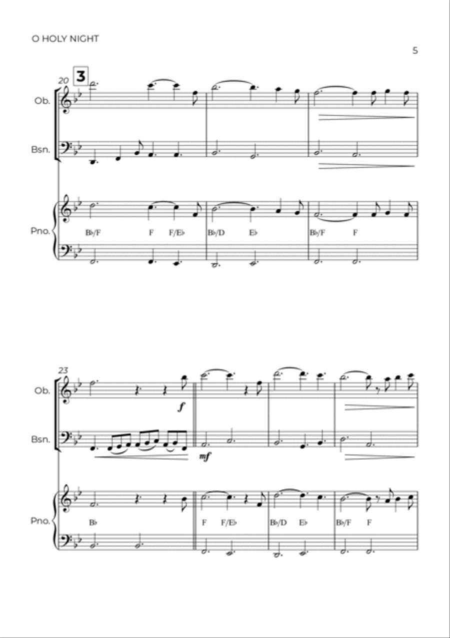 O Holy Night Woodwind Duet scores gallery preview page 5