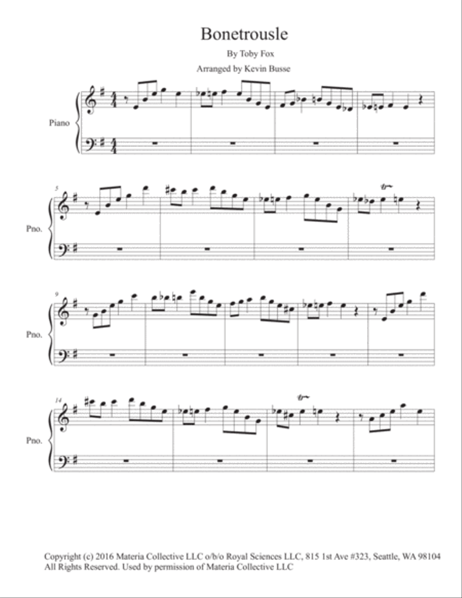 Bonetrousle (from Undertale) Easy Piano scores gallery preview page 1