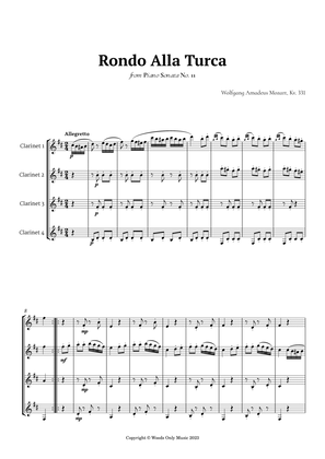 Book cover for Rondo Alla Turca by Mozart for Clarinet Quartet