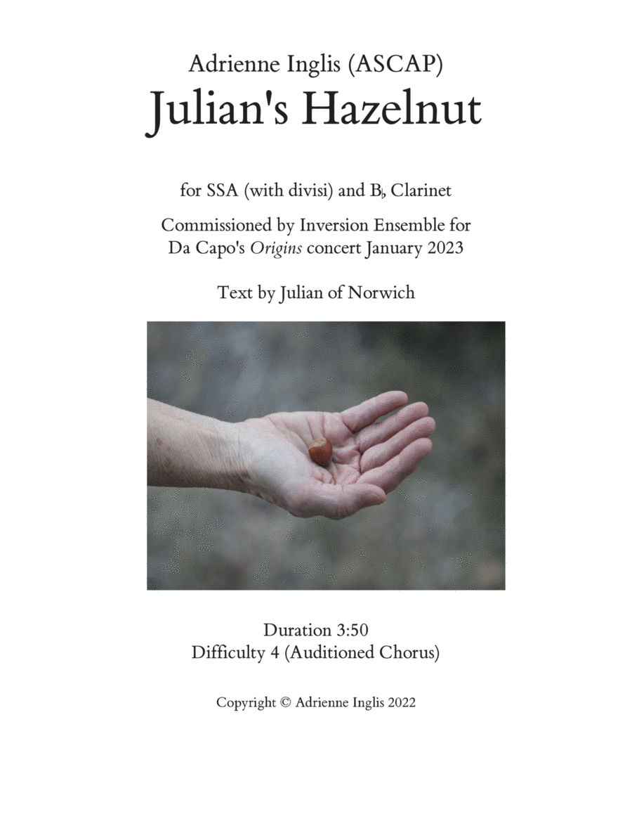 Julian's Hazelnut for SSAA and B flat clarinet SSAA scores gallery preview page 1