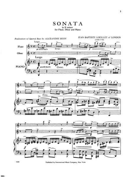 Sonata In D Minor For Flute, Oboe & Piano