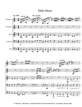 Table Music by Telemann for Brass Quintet in Schools