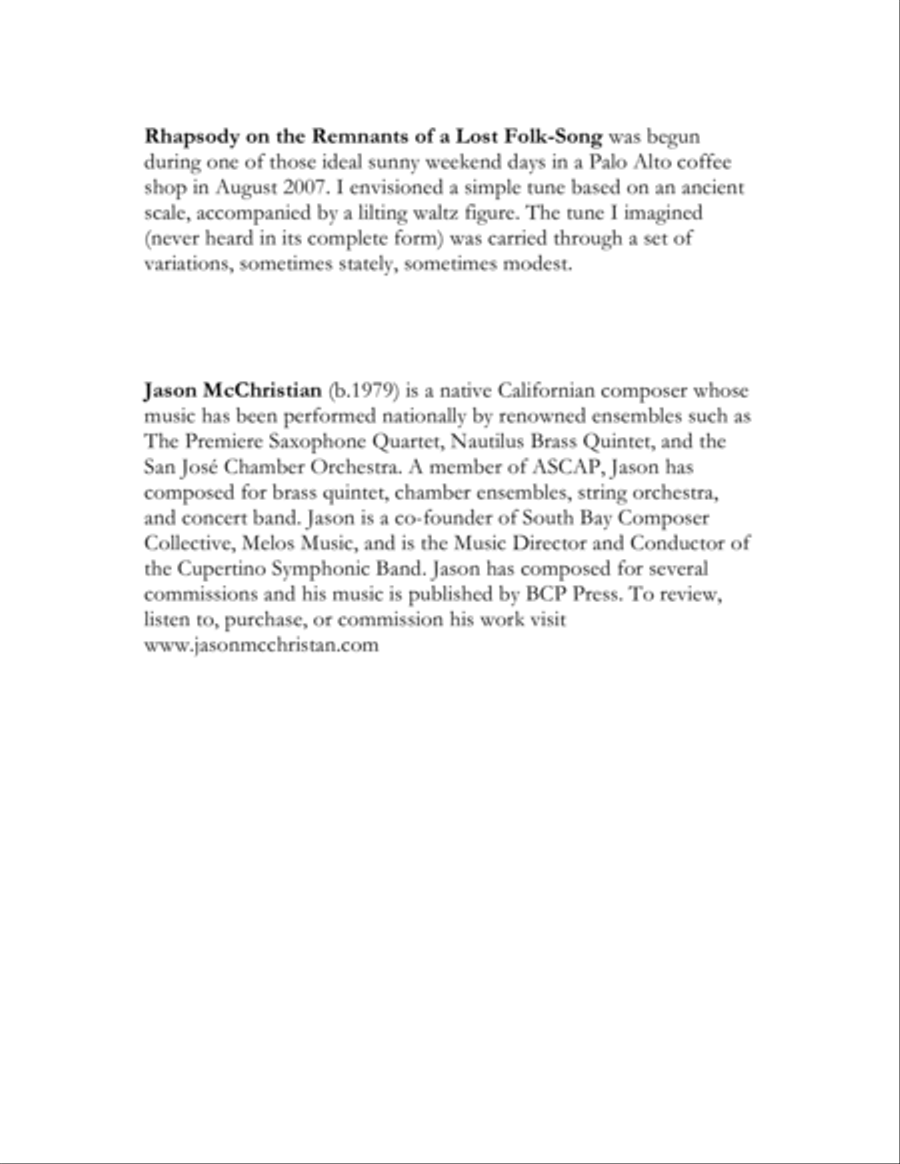 Rhapsody on the Remnants of a Lost Folk-Song - for solo harp Harp scores gallery preview page 3