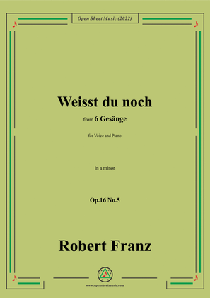 Book cover for Franz-Weisst du noch,in a minor,Op.16 No.5,from 6 Gesange