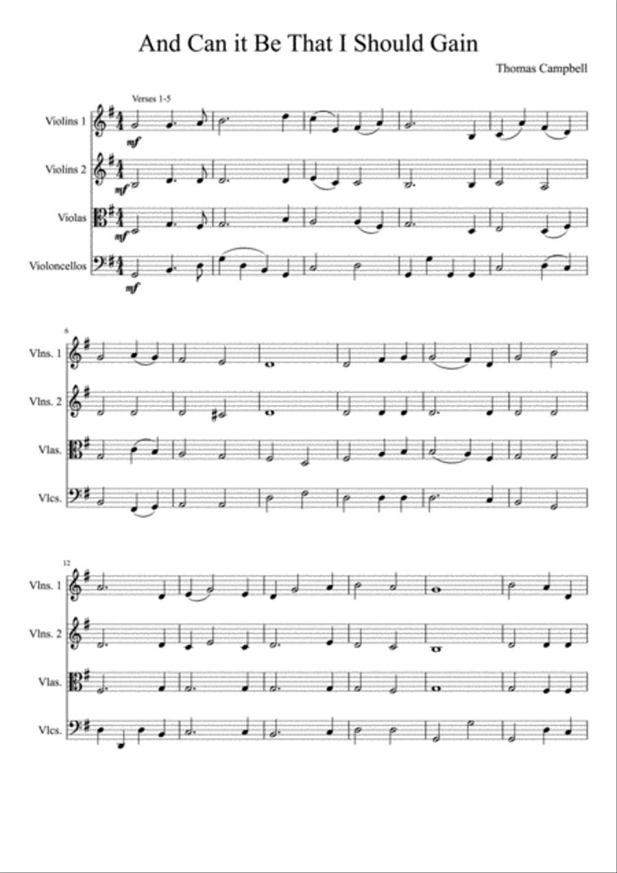 And Can It Be that I Should Gain String Quartet scores gallery preview page 2