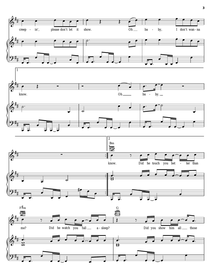I Don't Wanna Know Piano, Vocal, Guitar scores gallery preview page 3
