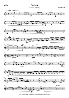 Prelude for Violin and Piano (Op. 3) – Violin Part